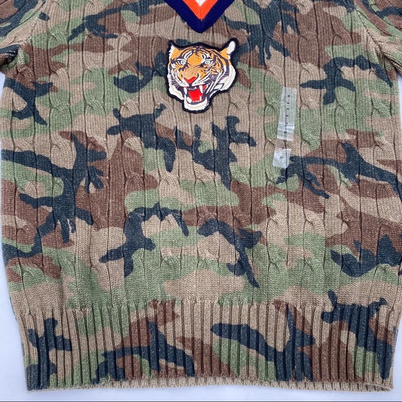 Ralph Lauren Camo Tiger Cricket Cable Knit Sweater - Picture 8 of 14